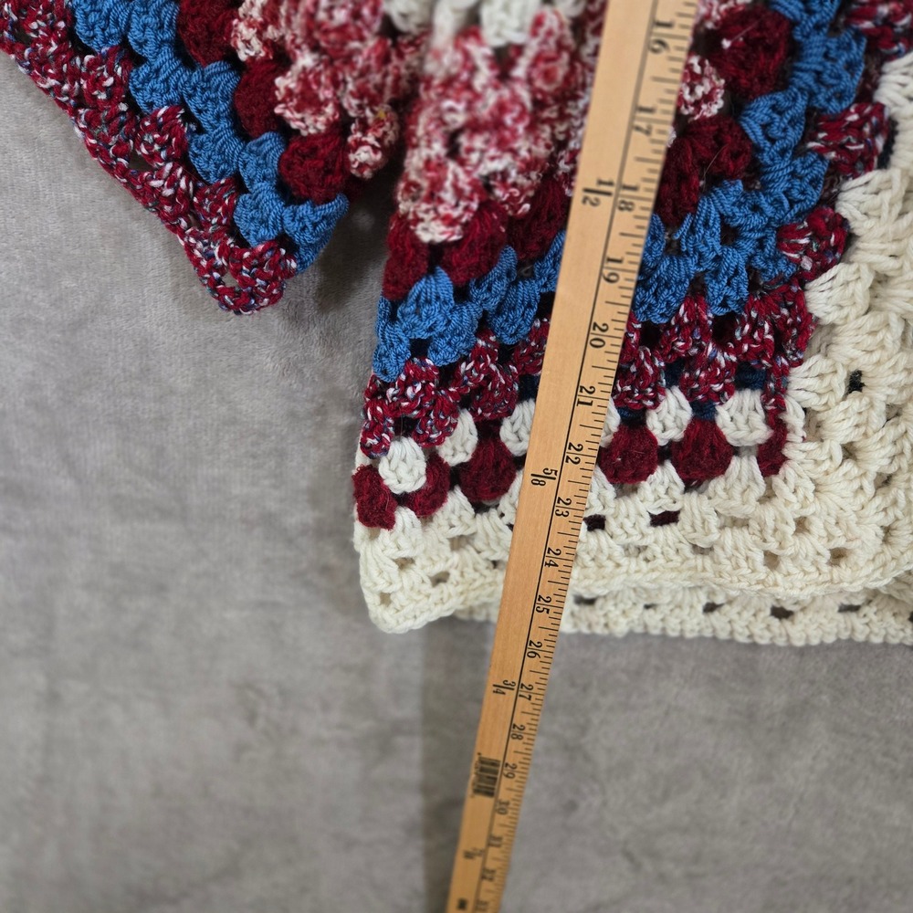 Crochet Cardigan Women Large Multicolor Granny Square Boho Hippie 70s Handmade - Picture 5 of 5